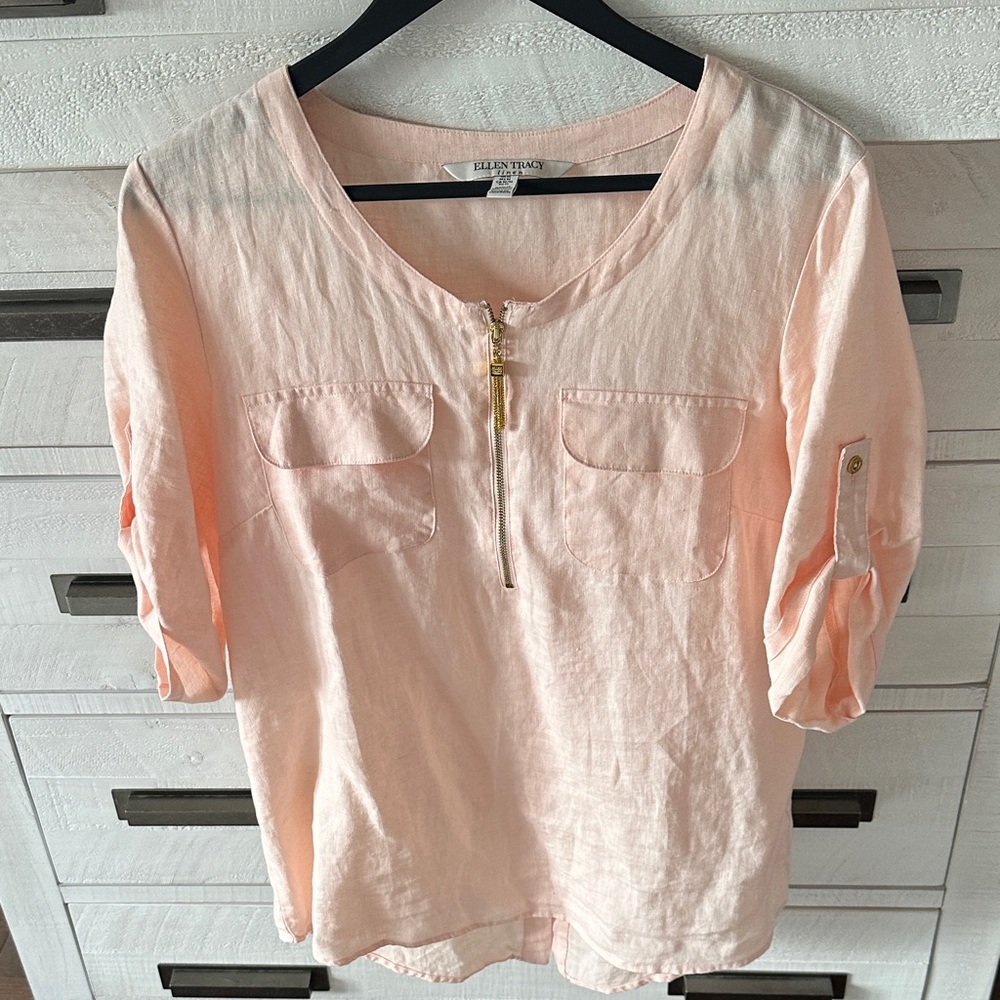 Light Pink Zip-Front Blouse